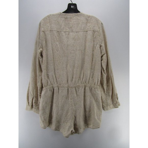 Cloth & Stone Romper Medium Linen Pullover Wrap Snake Skin Roll Tab - Picture 9 of 14